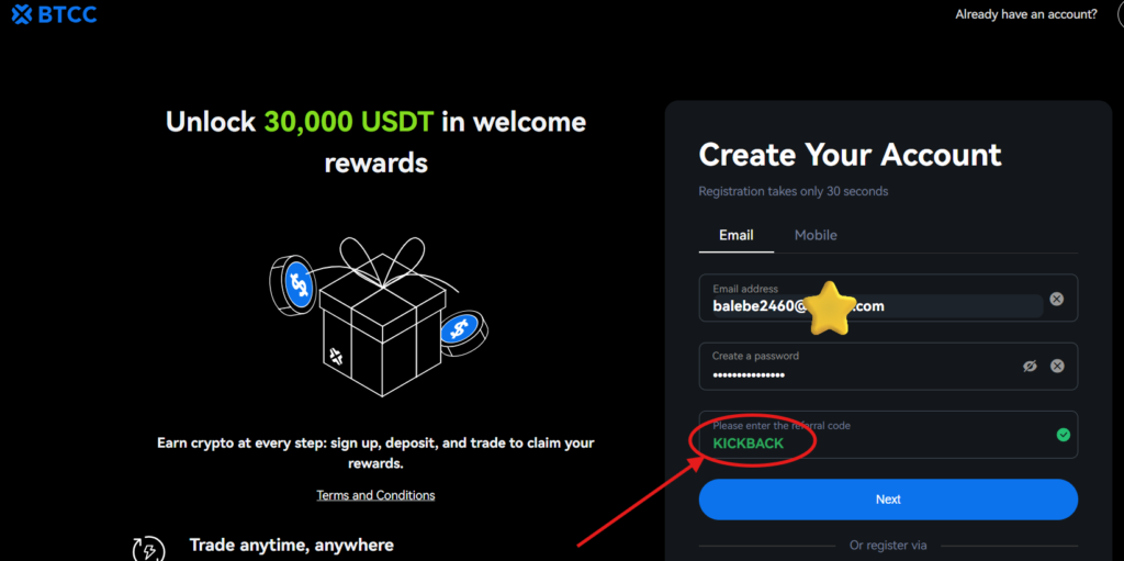BTCC Referral Code "KICKBACK" - Flat 10% Trading Fee Discount & 30,000 USDT Bonus