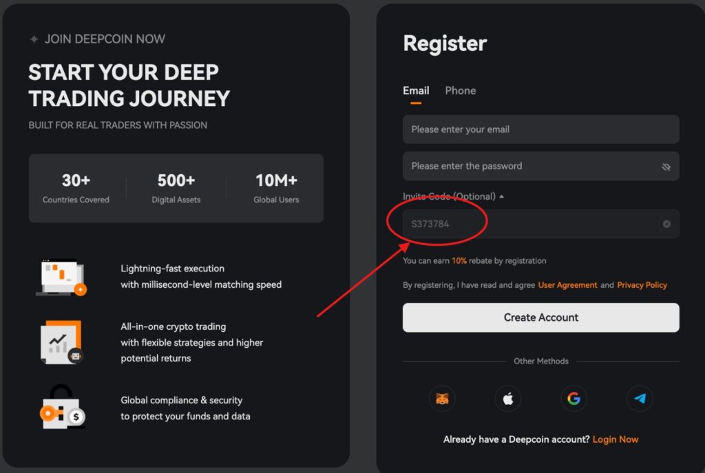Deepcoin Referral Code "S373784" – Save 15% on Crypto Trading Fees