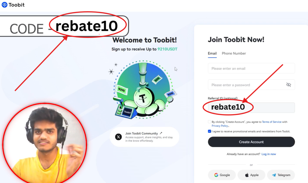 Toobit Referral ID “rebate10” – Get 10% Trading Fee Discount & Earn Up to 9,210 USDT Bonus​