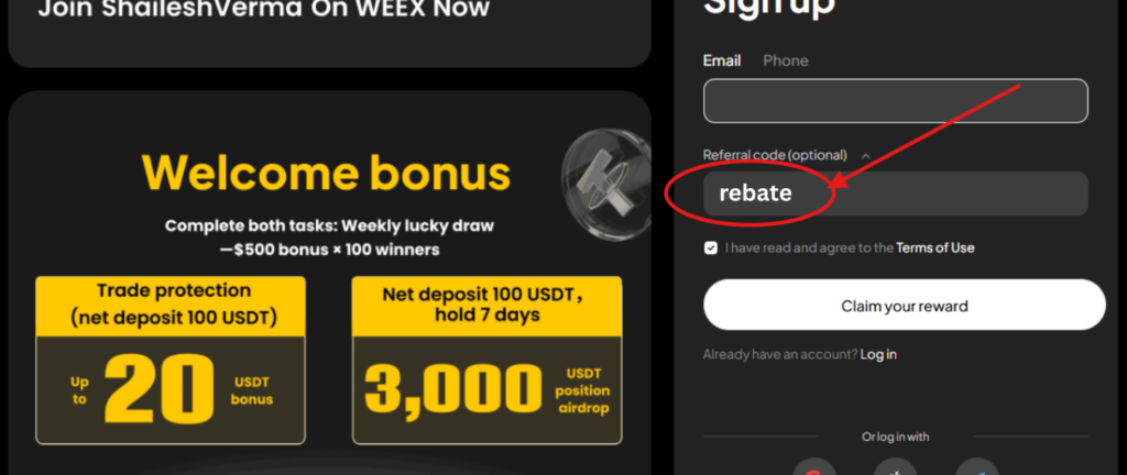 Weex Referral Code “rebate” – Get 25% Off Trading Fees + $500 Welcome Bonus​