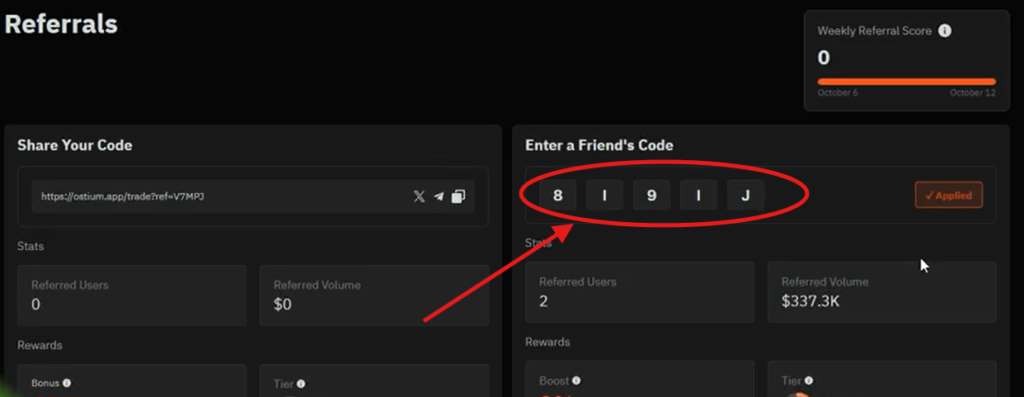 Ostium Referral Code : (8I9IJ) and Enjoy 15% Lower Trading Fees​